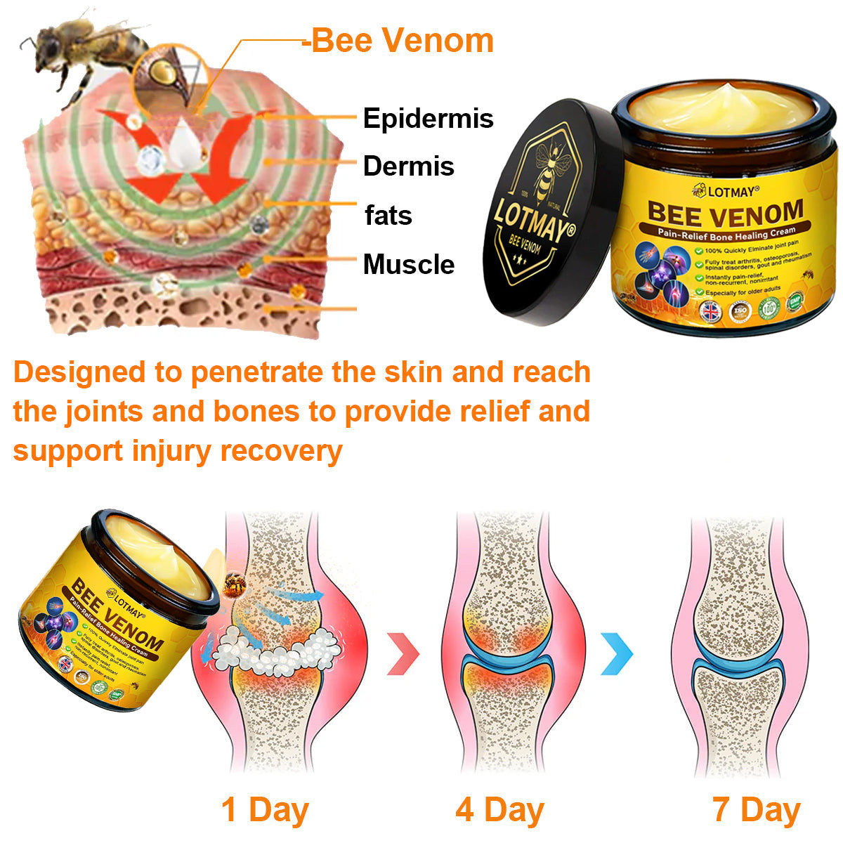 LOTMAY® Bee Venom Pain-Relief Bone Healing Cream 🐝🐝(Designed specifically for middle-aged and elderly people & NHS recommends)