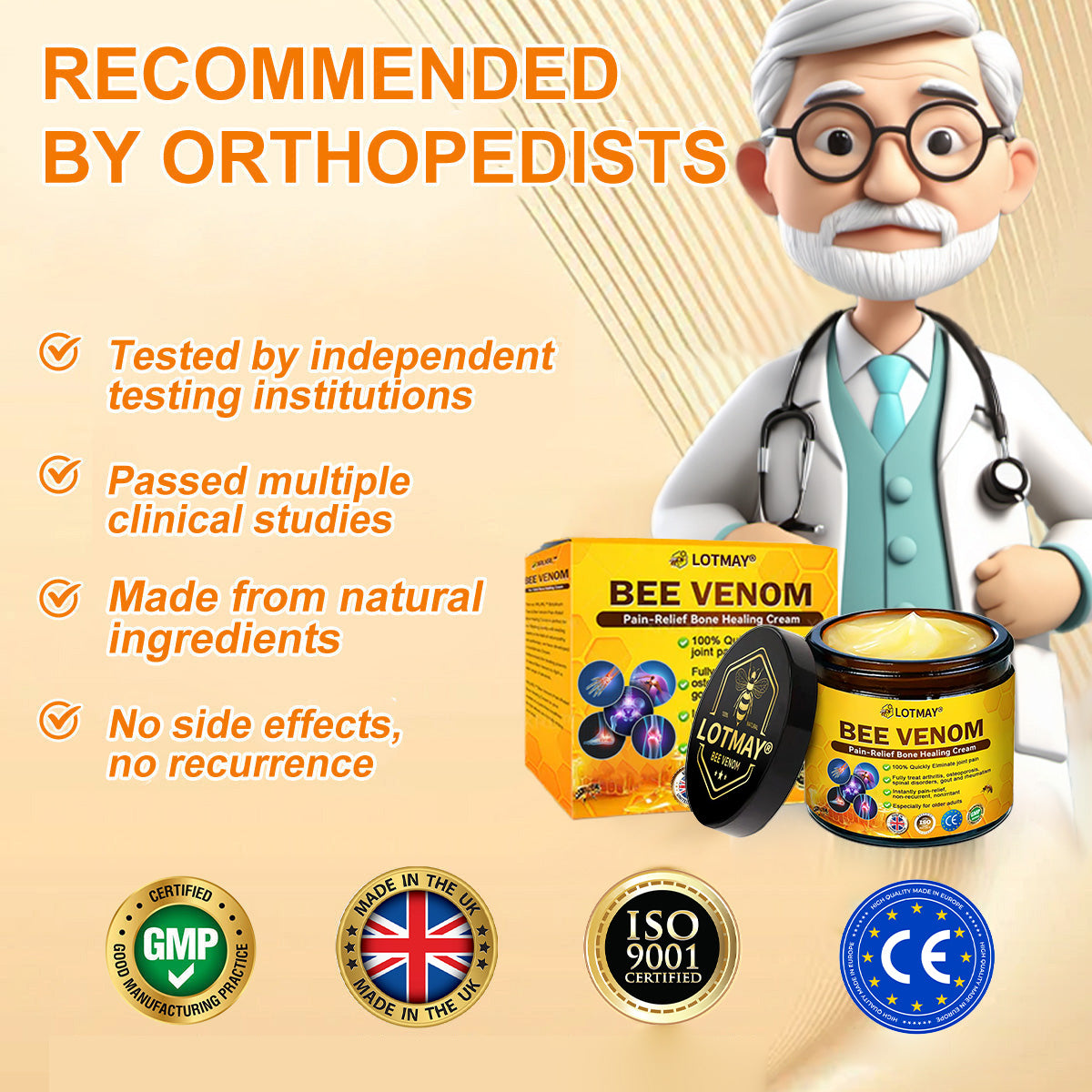 LOTMAY® Bee Venom Pain-Relief Bone Healing Cream 🐝🐝(Designed specifically for middle-aged and elderly people & NHS recommends)