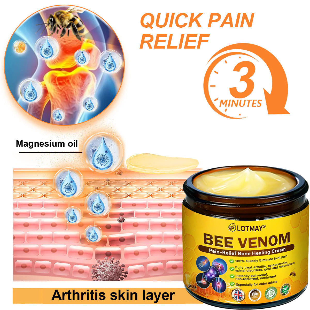 LOTMAY® Bee Venom Pain-Relief Bone Healing Cream 🐝🐝(Designed specifically for middle-aged and elderly people & NHS recommends)